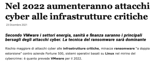 attacchi alle infrastrutture critiche 2022