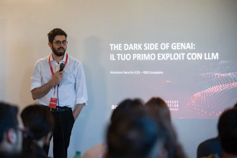 Workshop "THE DARK SIDE OF GENAI: IL TUO PRIMO EXPLOIT CON I LLM" di Pellegrino Casoria di Accenture Italia