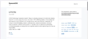 The Ransomware Group Ransomexx Claims Attack on Liteon