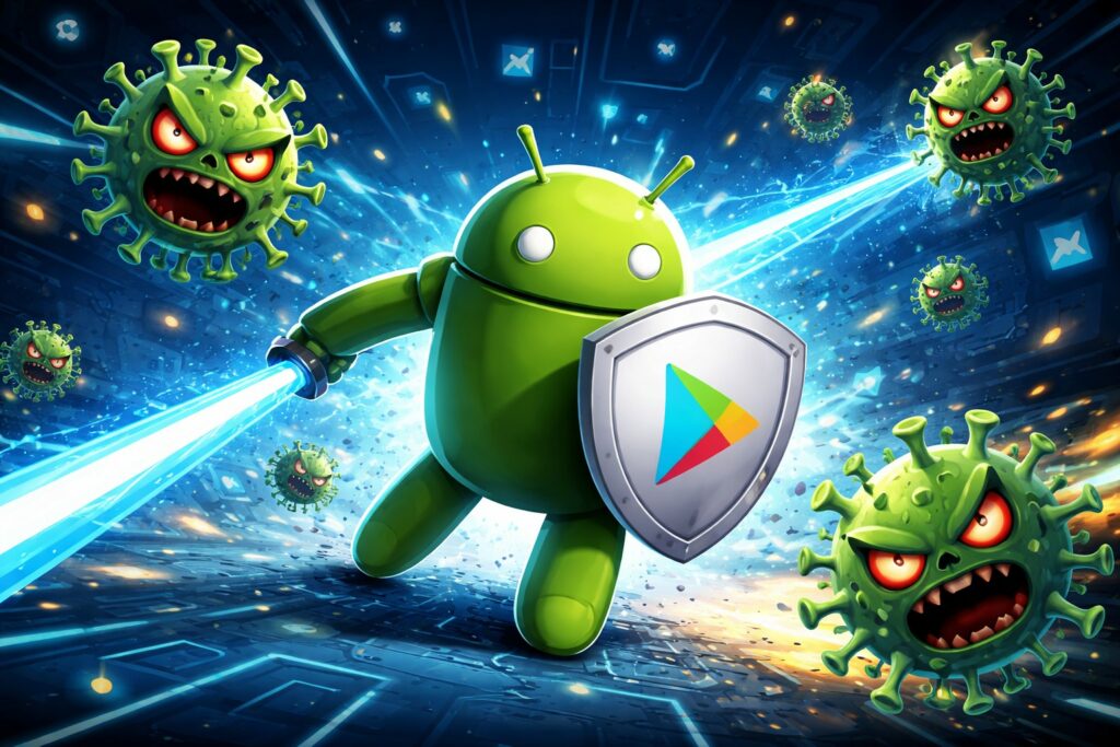 il robot di google android combatte contro i malware