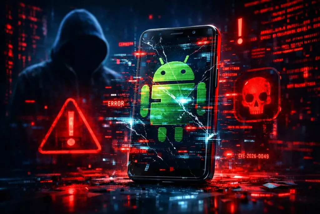 uno smartphone con installato google android viene attaccato da malware e da hacker criminali