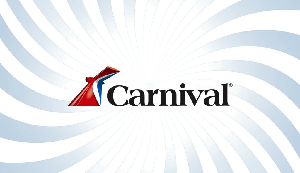 Il logo del crucerista Carnival Cruise Line con la nave e il nome della società.