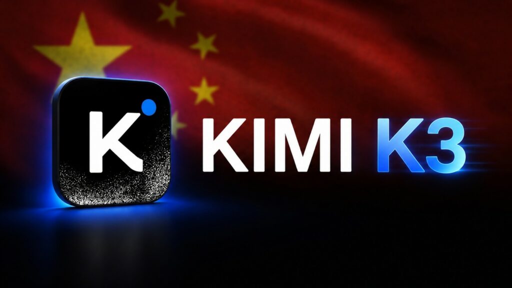 Il logo di Kimi K3 e sullo sfondo la bandiera della Repubblica popolare Cinese.