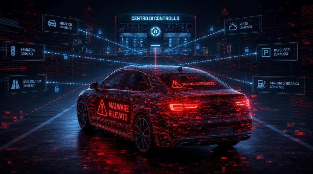 una macchina infetta da un malware per auto.