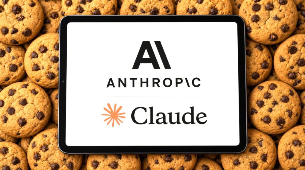 Cookie al cioccolato disposti in modo da coprire l'intero sfondo, con un segnale illeggibile in primo piano
